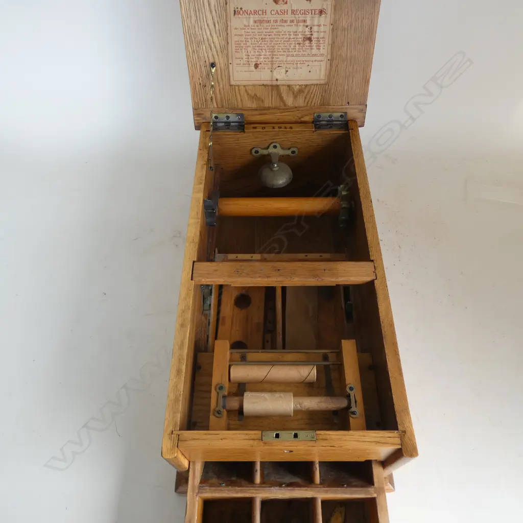 EARLY 20thC 'MONARCH' OAK CASH REGISTER 275x515x180mm Image 1++