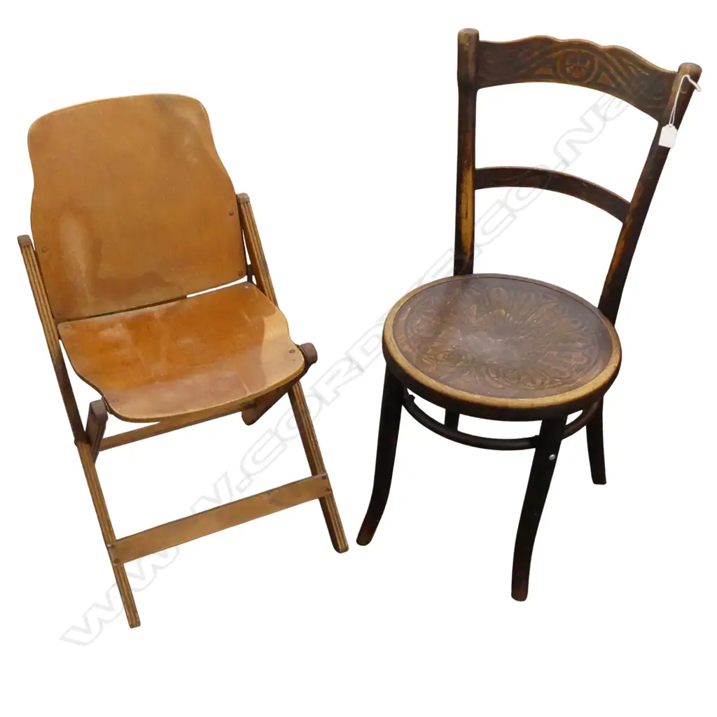 2 CHAIRS; BENTWOOD & FOLDING STORKLINE Image 1++