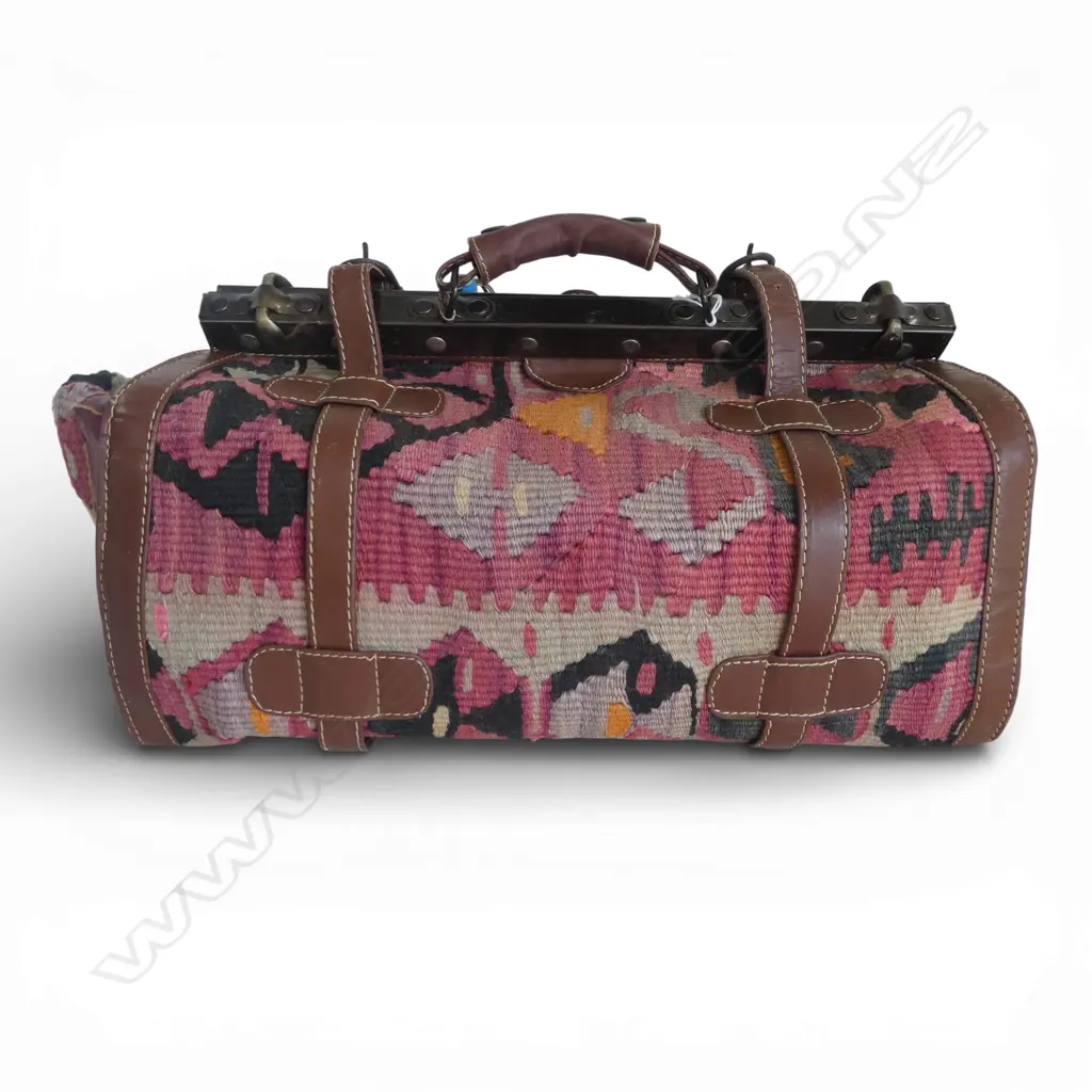 VINTAGE GLADSTONE PERSIAN CARPET BAG L400MM Image 1++