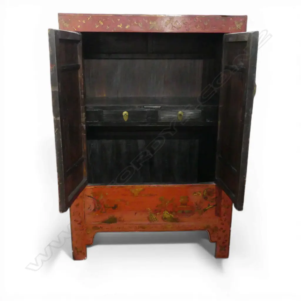 ORIENTAL RED LACQUER CABINET 1205x560x1780mm Image 1++