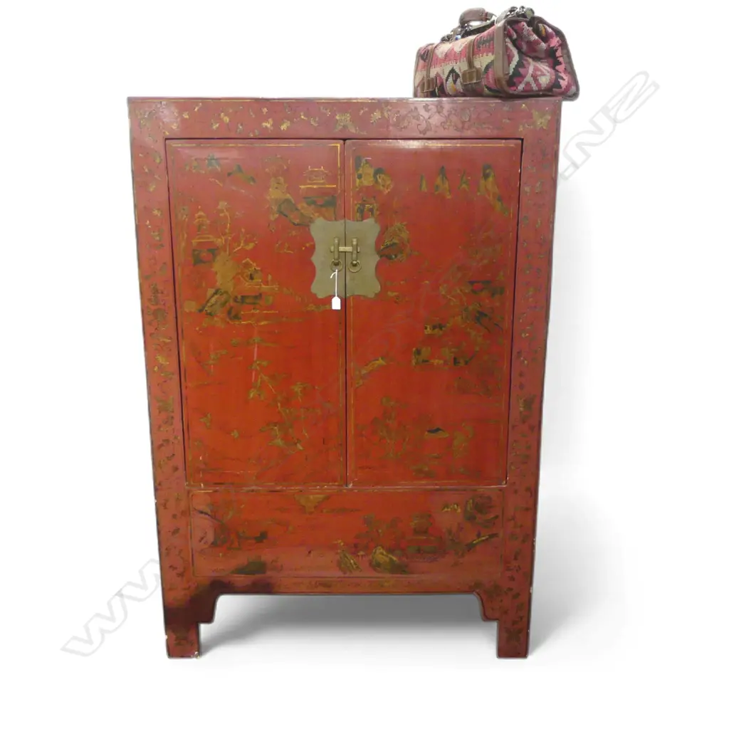 ORIENTAL RED LACQUER CABINET 1205x560x1780mm Image 1++