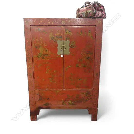 ORIENTAL RED LACQUER CABINET 1205x560x1780mm