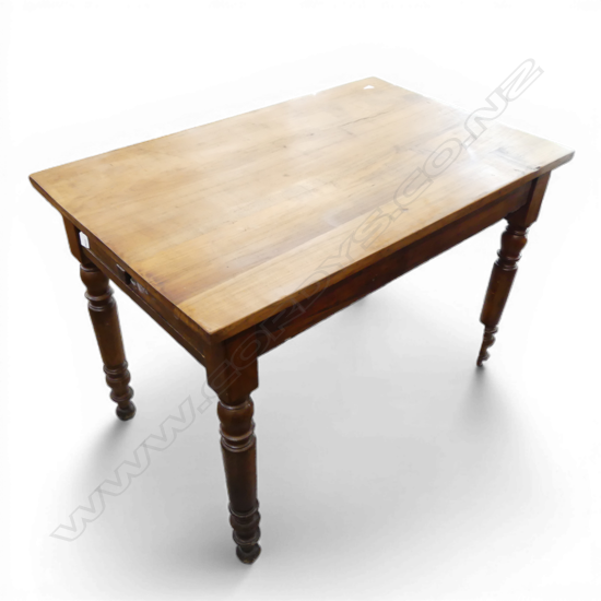 ANTIQUE FRENCH WALNUT TURNED LEG KITCHEN TABLE 1 DRAWER H720 L1040MM