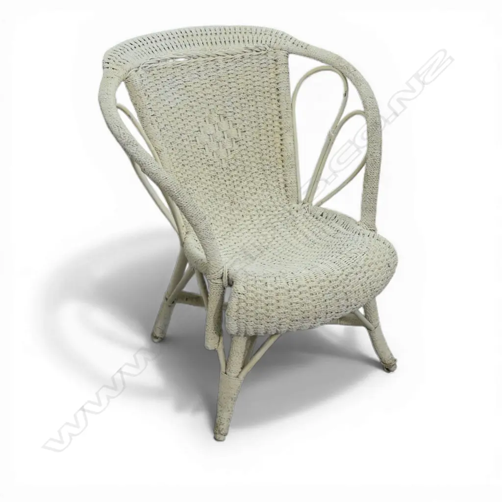 WHITE PAINTED CANE PATIO CHAIR Image 1++
