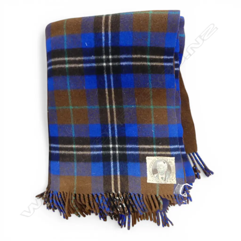 WOOL BLANKET; KAIAPOI WOOLLEN MFG. CO. MAORI CHIEF LABEL Image 1++