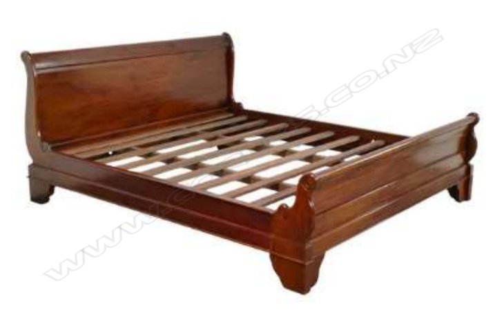SUPER KING MAHOGANY SLEIGH BED w. SWISSTECH 'SELECT 7' MATTRESS & 2000gsm MATTRESS TOPPER - ALL BARELY USED Image 1++