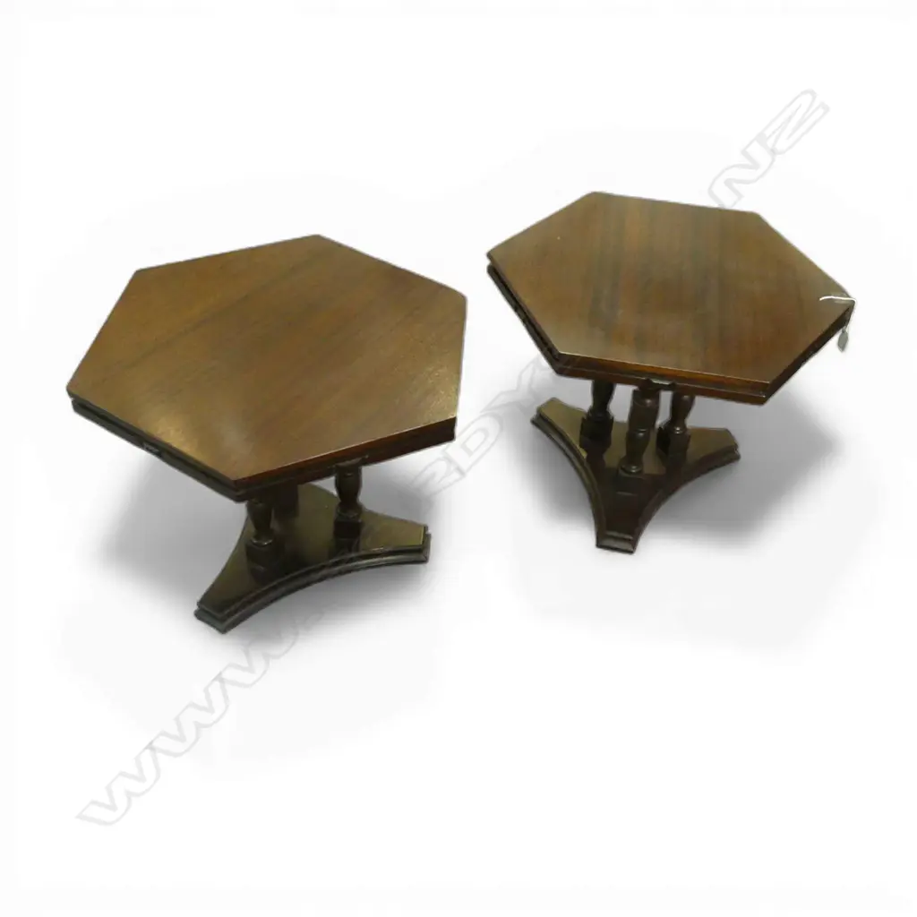 PR MAHOGANY HEXAGONAL SIDE TABLES H.450mm, 590mm dia Image 1++