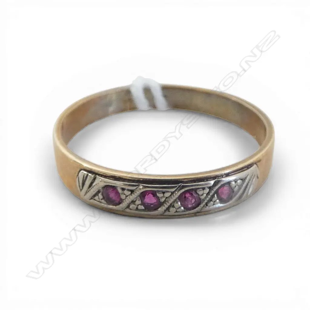 9CT RUBY ETERNITY RING, 2gms SIZE R Image 1++