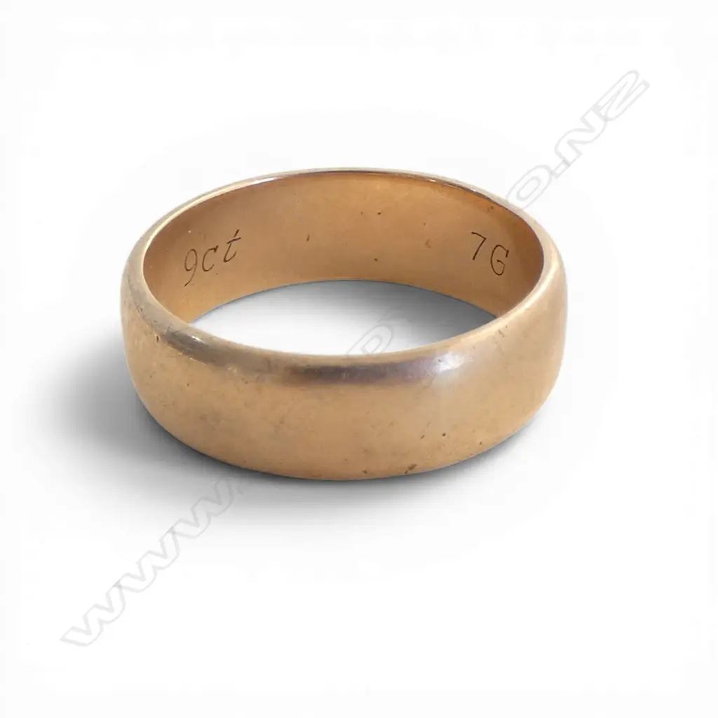 9ct YELLOW GOLD WIDE BAND RING 6.34gms size T Image 1++