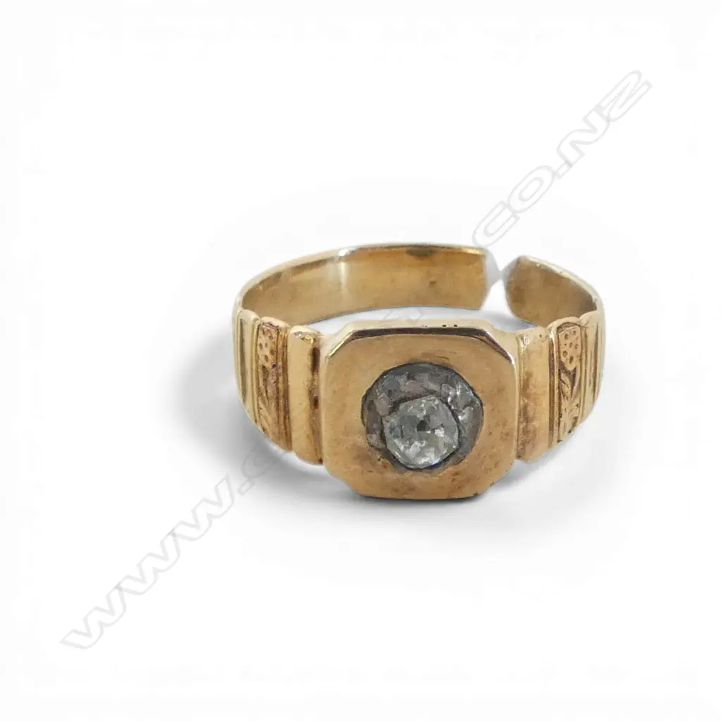 ANTIQUE GOLD & antique rose cut DIAMOND RING testing 16ct gold 3.6gms SIZE S Image 1++