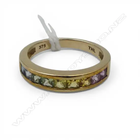 9CT MULTI COLOURED SAPPHIRE DRESS RING, 2.4gms SIZE L