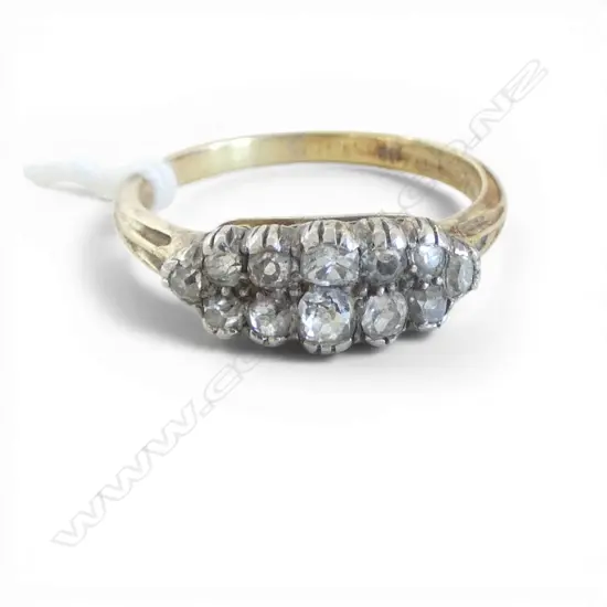 15CT YG 12 OLD MINE CUT DIAMOND RING, 3.1gms SIZE R