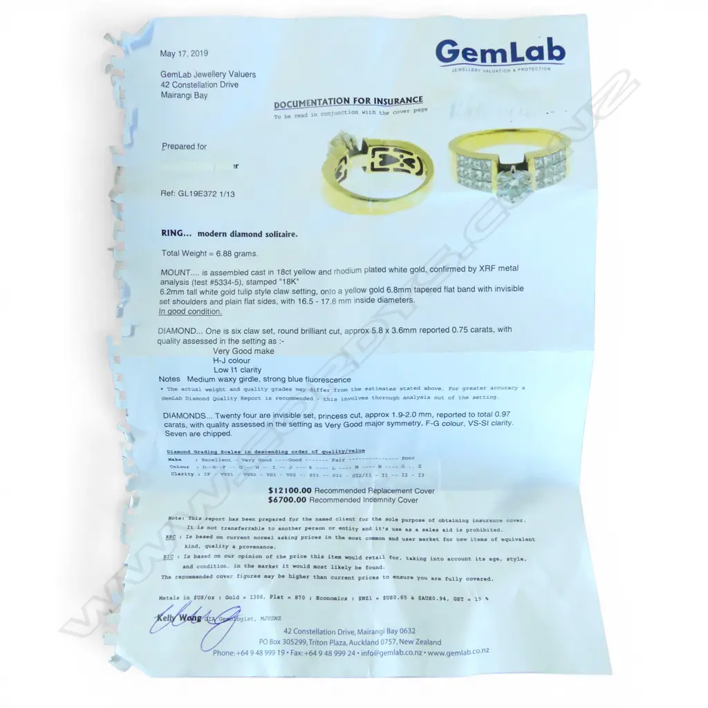 18ct DIAMOND SOLITAIRE RING, 6.88gms + VALUATION SIZE M Image 1++