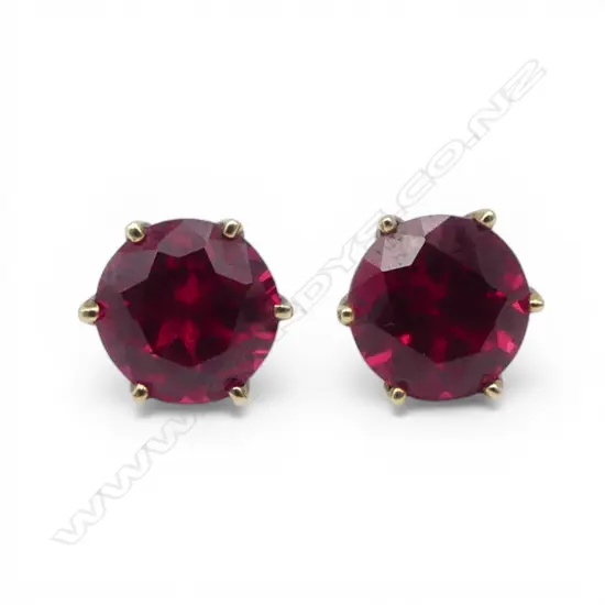 PR 9CT LAB GROWN RUBY EARRINGS, 2.6gms