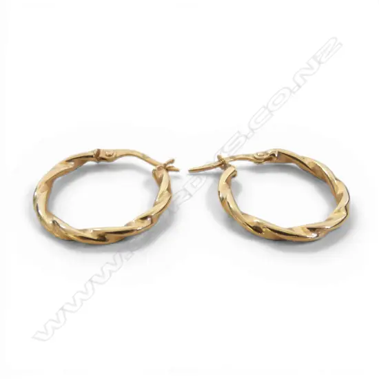 PR 9ct GOLD TWIST HOOP EARRINGS Italian 1gm