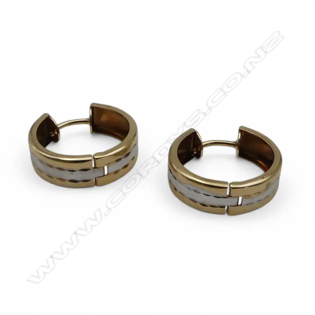 PR 9CT HOOP EARRINGS, 15mm dia 2gms Image 1++
