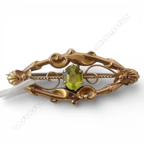 Birmingham 1912 9ct GOLD & GEM SET BROOCH 2.4gms