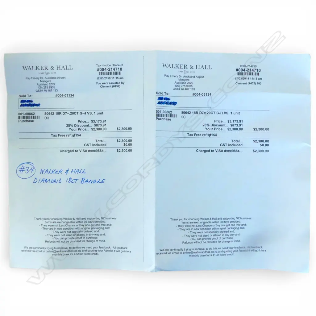 WALKER & HALL 18ct DIAMOND BANGLE, 12.4gms Image 1++