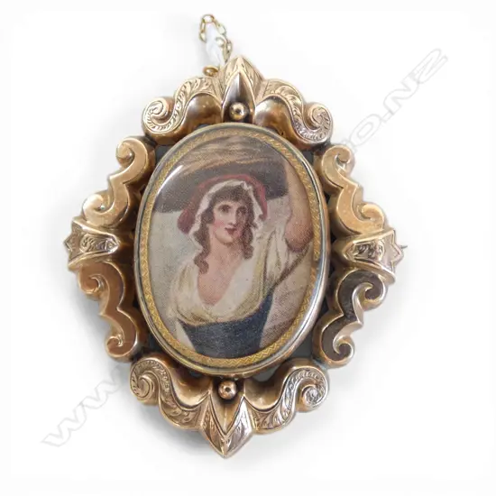 9ct VICTORIAN ORNATE FRAMED REVOLVING LOCKET BROOCH, 16.33gm