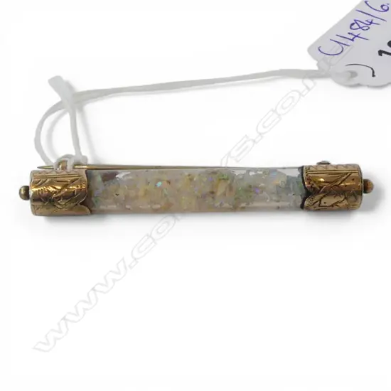 9CT OPAL CHIPS BAR BROOCH W.55mm