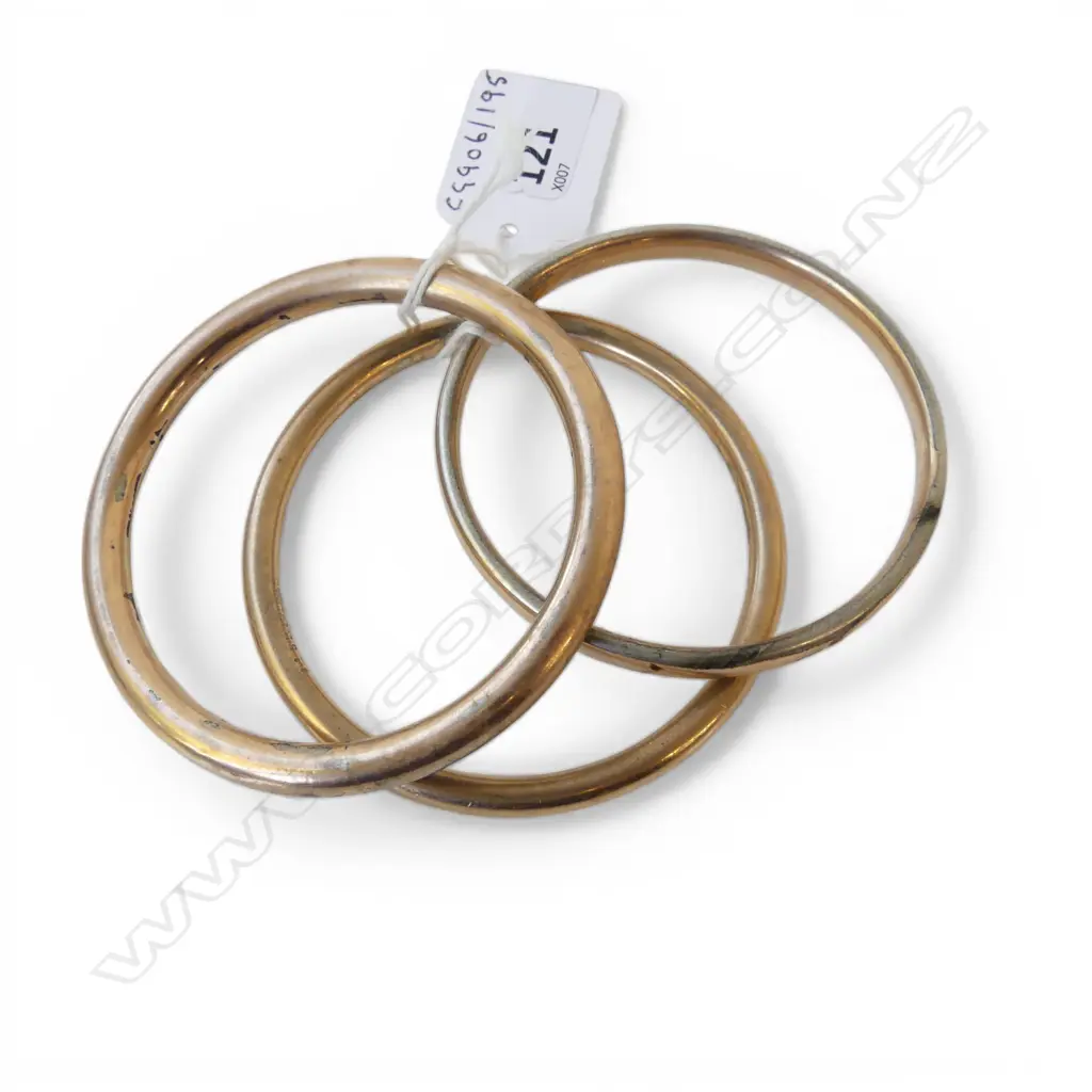3 S/SILVER GOLD LINED BANGLES 43GMS Image 1++