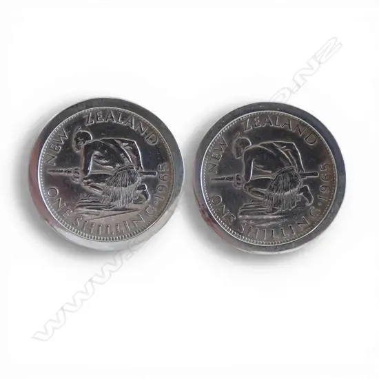 PR SILVER MOUNTED NZ SHILLING CUFFLINKS, 20.3gm