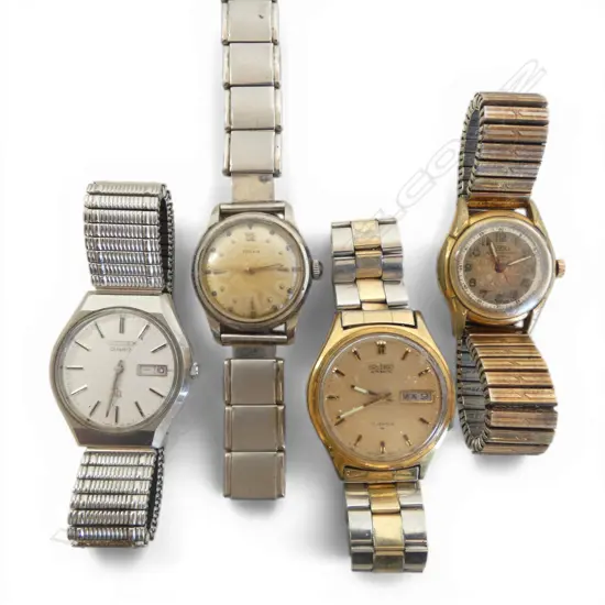 4 VINTAGE GENT'S WRISTWATCHES: Seiko automatic + Roamer + Doxa these 3 running but tired + Citizen quartz not working