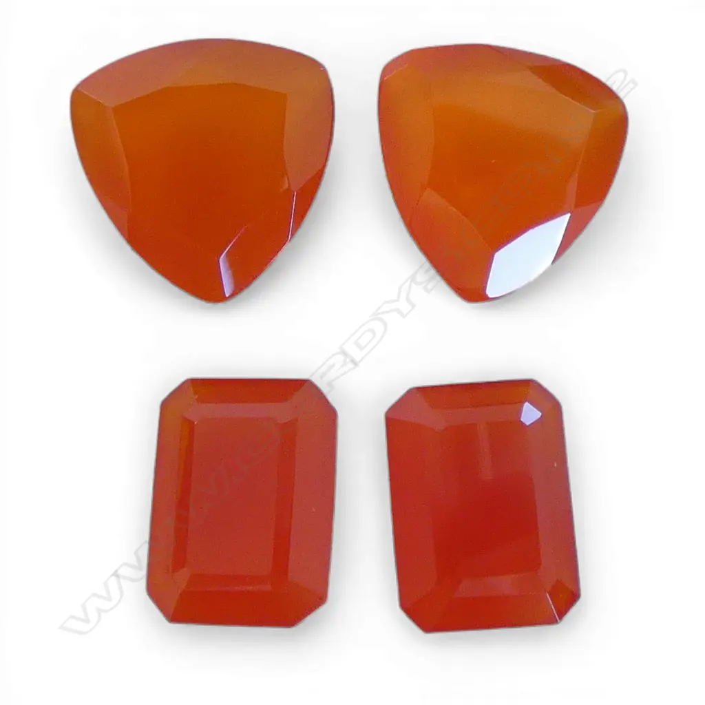 4 FACET CUT CARNELIAN GEMSTONES Image 1++