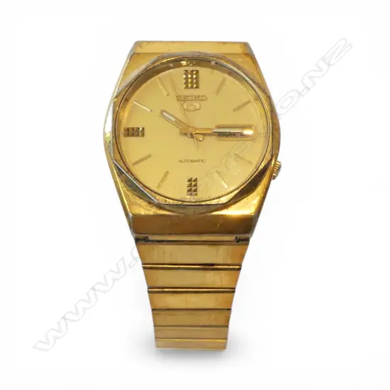 SEIKO 5 GILT METAL WRISTWATCH