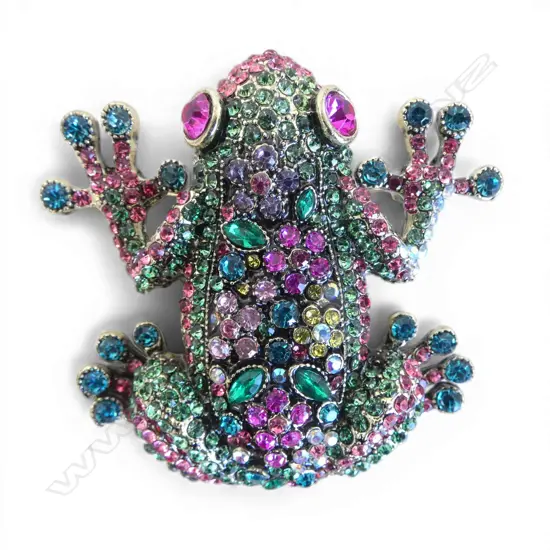 LRG MULTI COLOURED FROG BROOCH