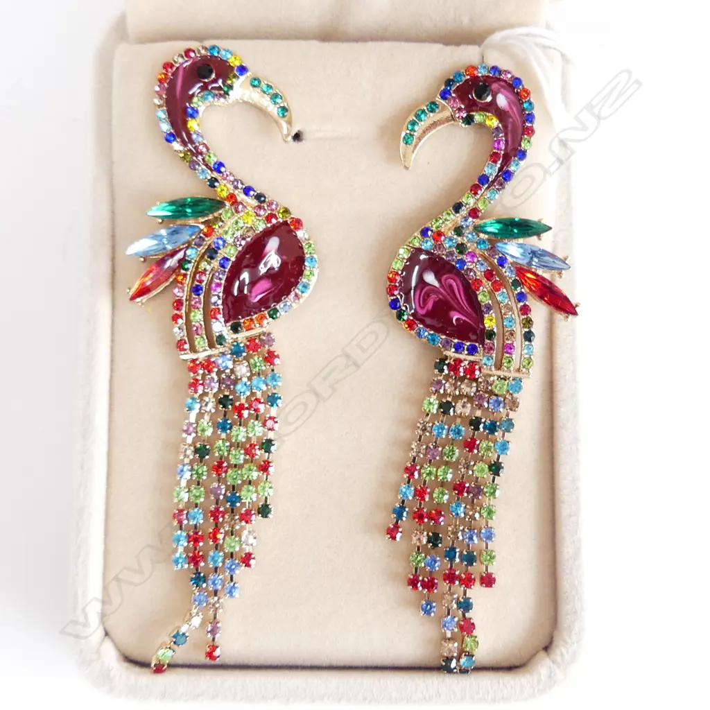 PR COLOURFUL FLAMINGO DROP EARRINGS Image 1++