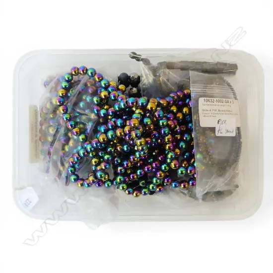 QTY STRUNG PYRITE & HEMATITE BEADS, no closures, new old stock