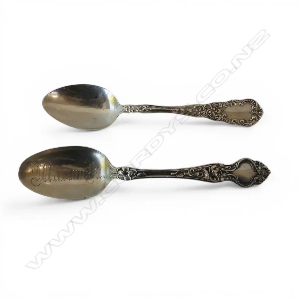 2 STERLING SILVER SPOONS 37gms Image 1++
