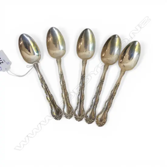 5 AMERICAN ALVIN STERLING SILVER FRENCH SCROLL PATTERN SPOONS 146gms