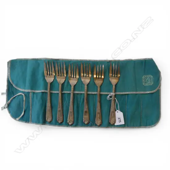 6 CANADIAN STG SILVER CAKE FORKS, BIRKS 1951 L.160mm 252gms