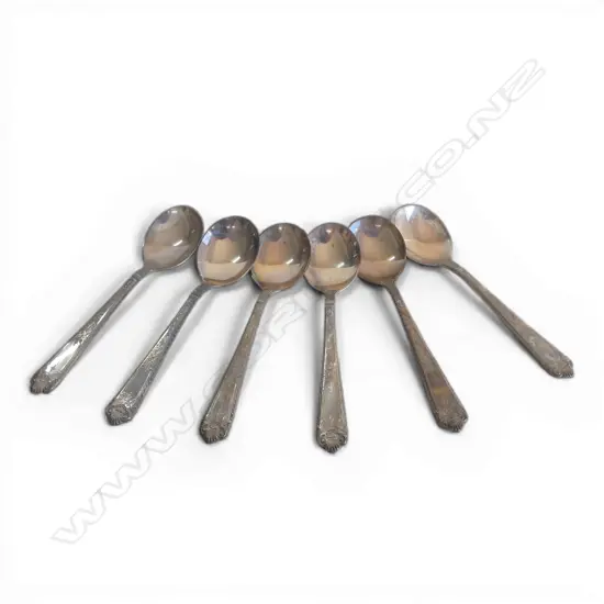 6 CANADIAN STG SILVER SOUP SPOONS, BIRKS 1950 L.155mm 254gms