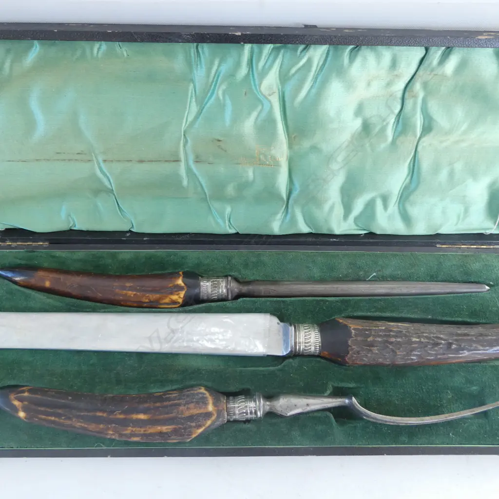 BONE HANDED CARVING SET - WALKER AND HALL SHEFFIELD Image 1++