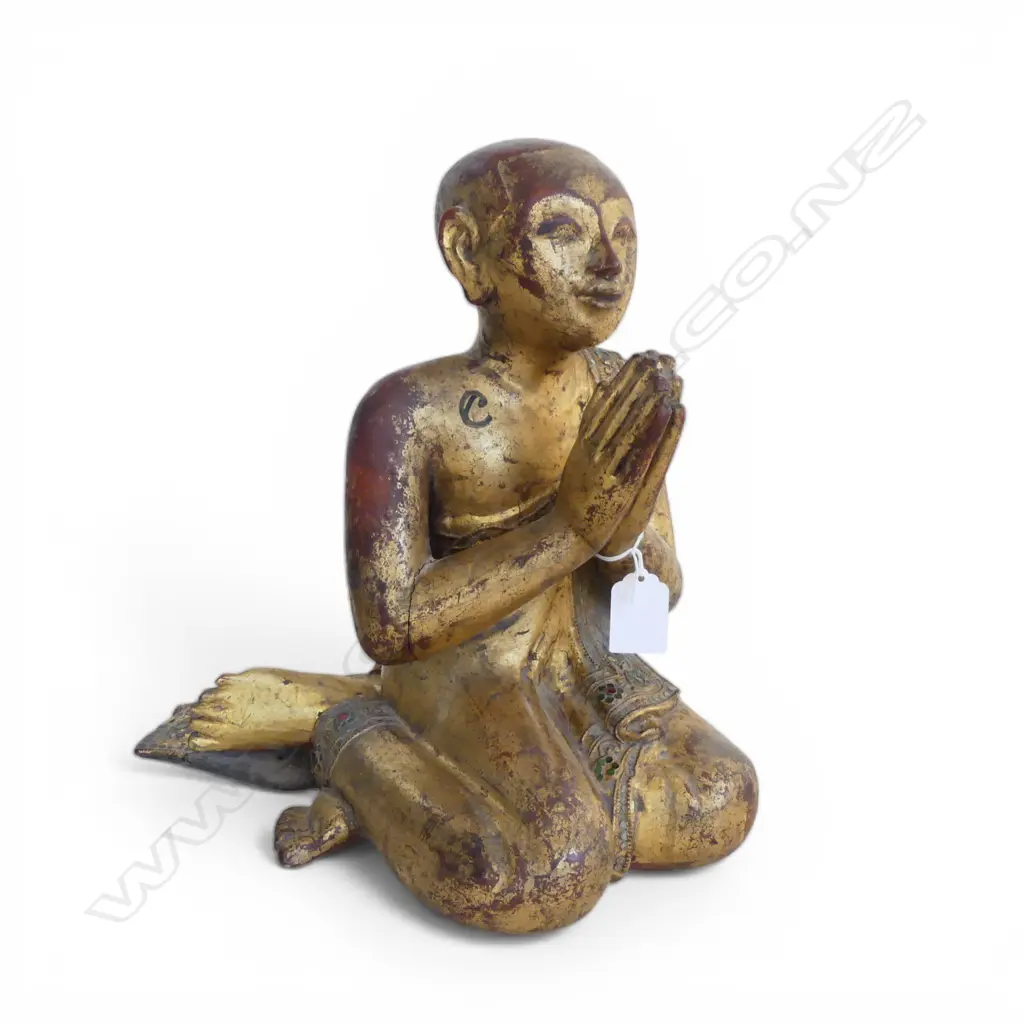 GILT WOOD CARVED PARYING FIGURE H.310mm Image 1++