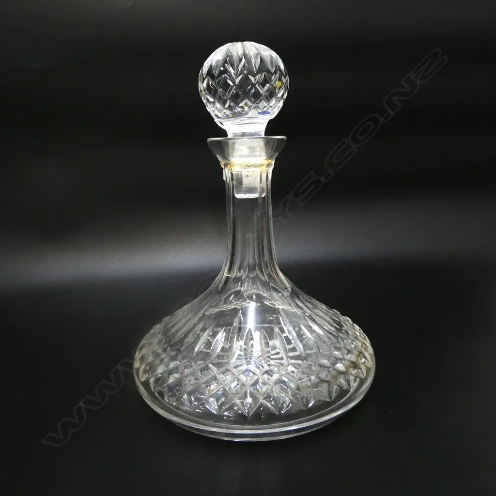VINTAGE CUT CRYSTAL SHIP'S DECANTER with ball stopper. H.245mm Image 1++