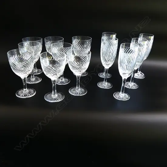 13 TUDOR CUT CRYSTAL WINE GLASSES