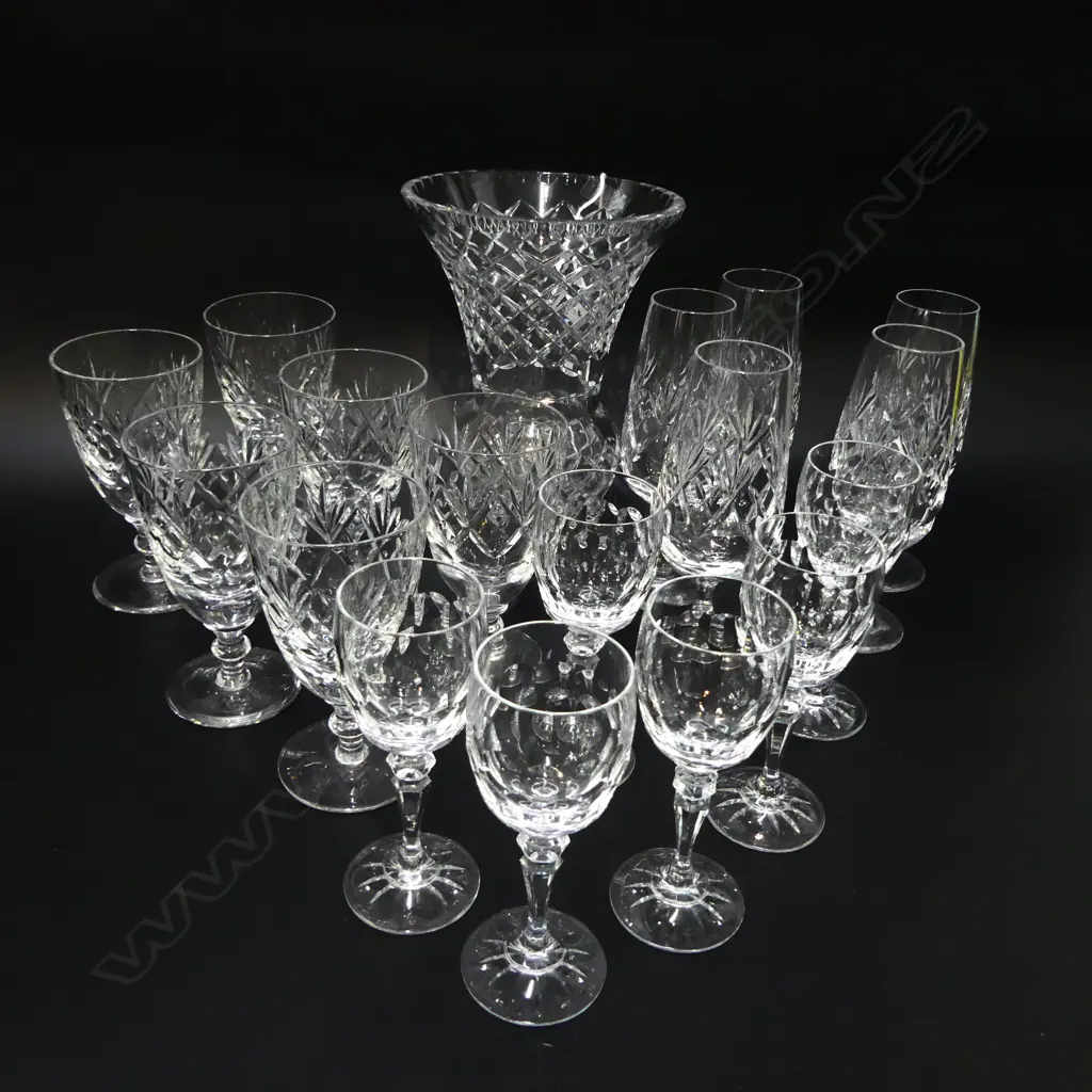 ASST. CRYSTAL GLASSES + VASE inclduing Webb & Corbett etc Image 1++