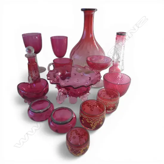 COLLECTION OF SMALL CRANBERRY GLASS PCS