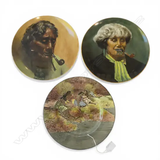 2 BAXTER 'GOLDIE' PLATES + ROYAL DOULTON MAORI WOMEN PLATE Dia.260mm