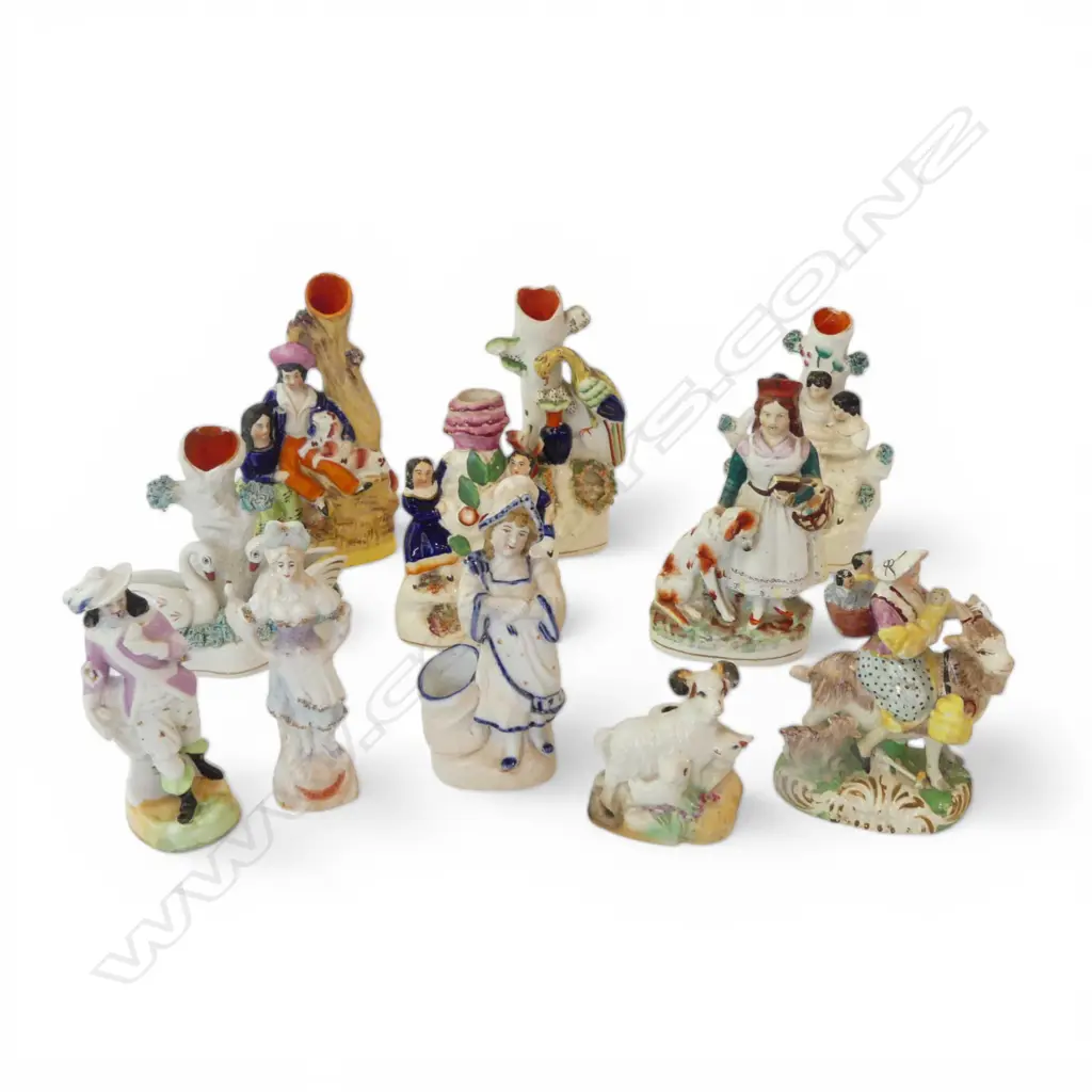 11 PCES CHINA; ANTIQUE STAFFORDSHIRE SPILL VASES H.190mm ETC Image 1++