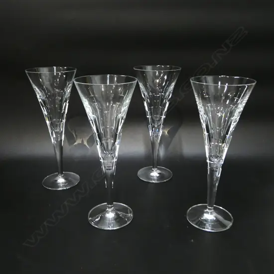 4 AS NEW BOXED R/DOULTON CRYSTAL CHAMPAGNE FLUTES