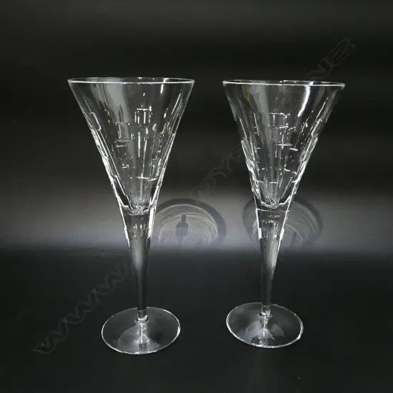 2 AS NEW BOXED R/DOULTON CRYSTAL CHAMPAGNE FLUTES