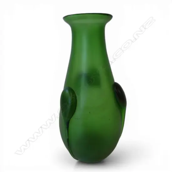 ART NOUVEAU 'LOETZ' GREEN ART GLASS VASE with tadpole design, loss to tadpole tail H.165mm
