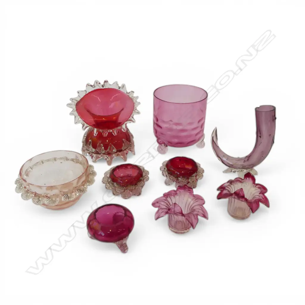 COLLECTION CRANBERRY GLASS CONDIMENTS VASES  BOWLS ETC Image 1++