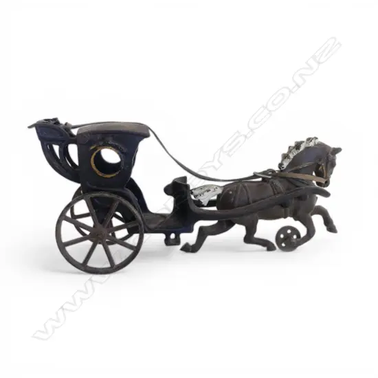 VINTAGE HUBLEY CAST IRON HORSE & CARRIAGE L.260mm