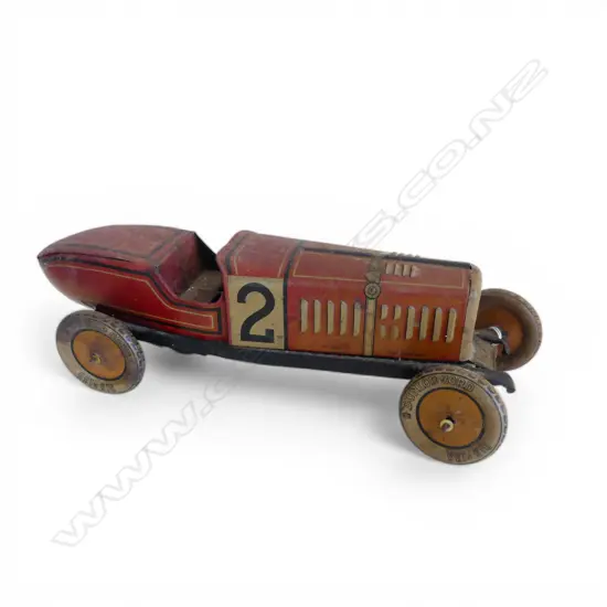 ANTIQUE TIPP & CO TIN PLATE WIND-UP RACECAR L.350mm